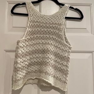 Rag & Bone White Lizette Crochet Sleeveless Striped Tank XS